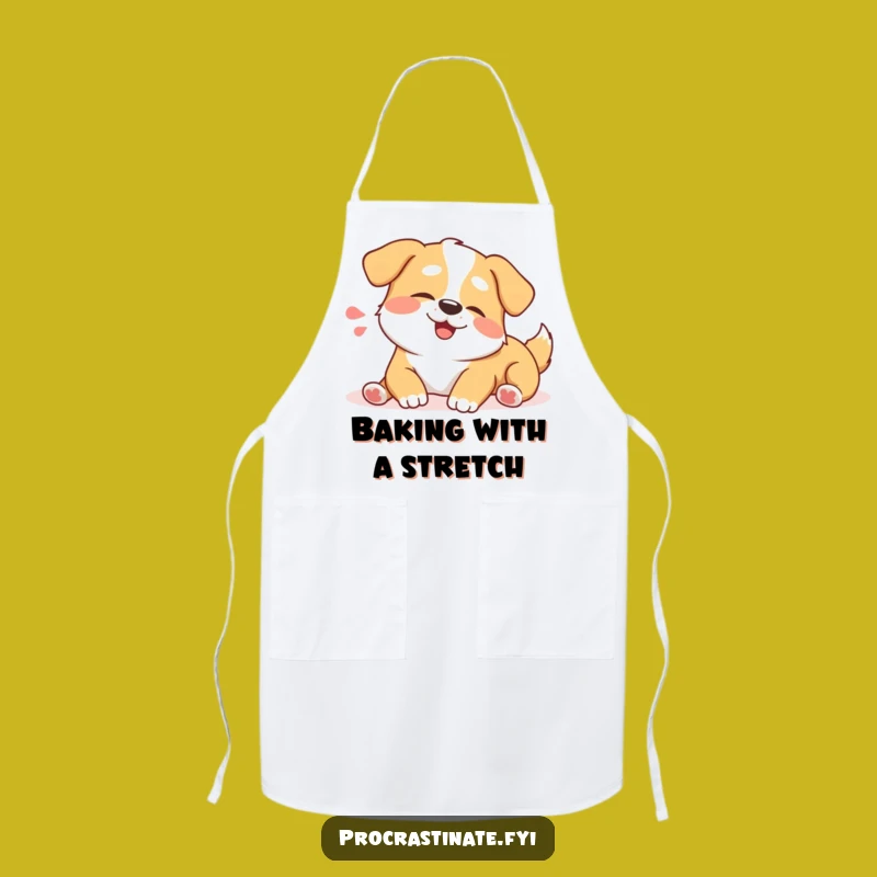 Funny Happy Dog Stretch Apron: Cook with Canine Comfort!