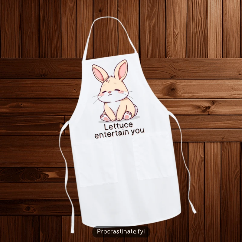 Funny Bunny Apron: A relaxed bunny gazes peacefully, bringing a touch of serene humor to your cooking adventures.