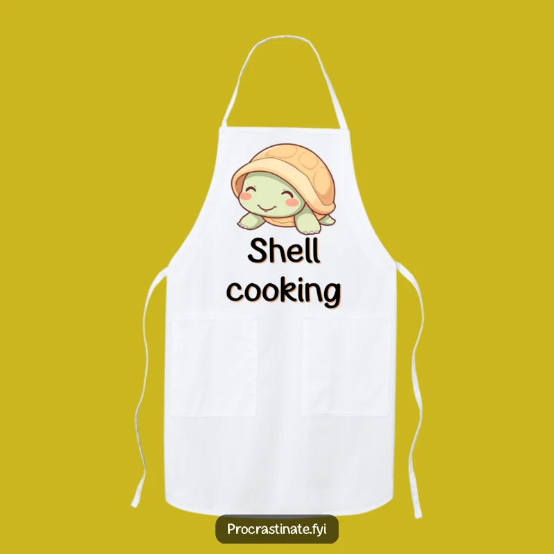 Funny Mellow Turtle Smile Apron, Slow Reptile Kitchen Gift