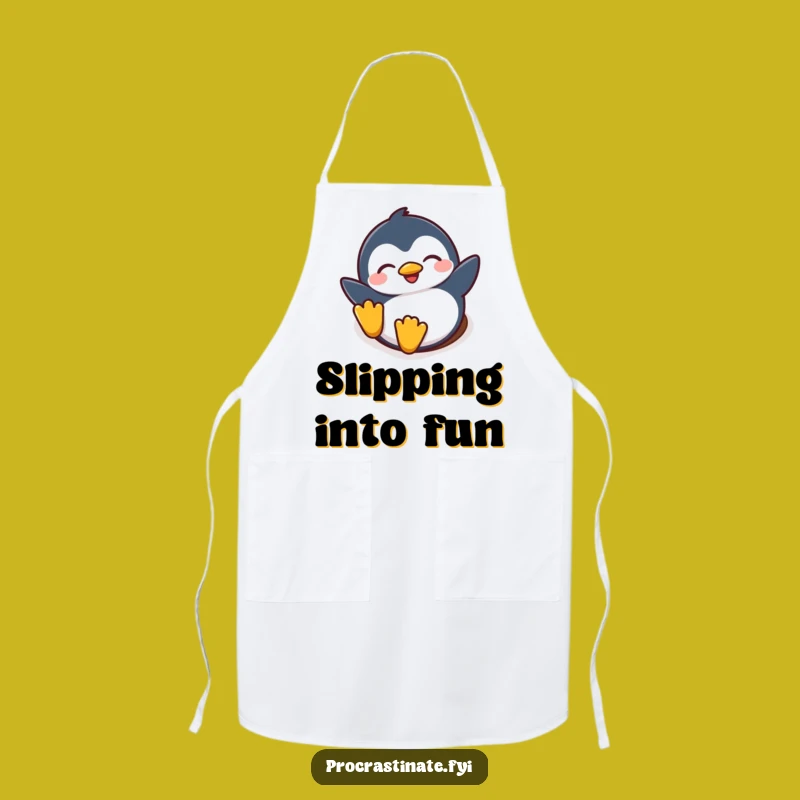 Funny Penguin Snow Apron: Chef's Joyful Penguin, Humorous Kitchenwear, Ideal Funny Gift