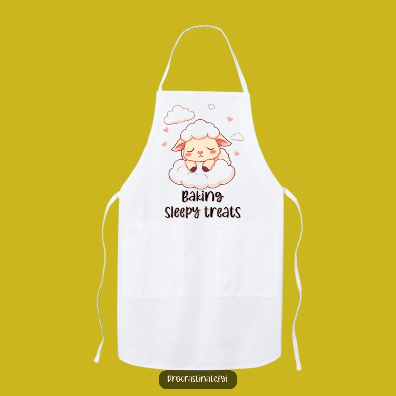 Funny Sleepy Sheep Counting Clouds Apron: Add Calm to Your Kitchen!