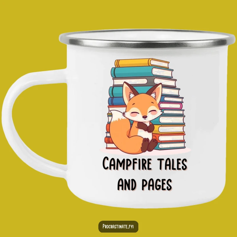Funny Fox Bookworm Camping Mug: Relaxed Reader Gift, Perfect for Outdoor Book Lovers
