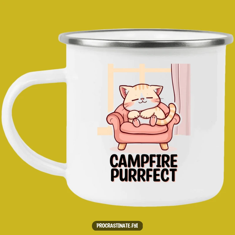 Funny Content Cat Camping Mug - Relaxing Camp Vibes!