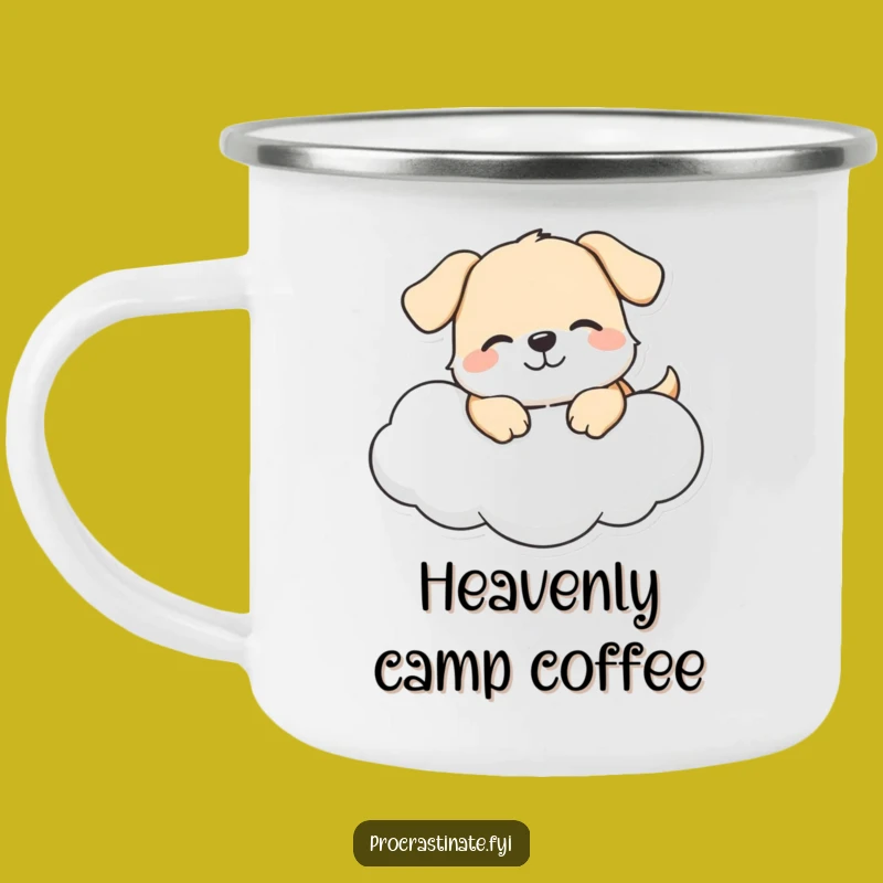 Funny Dog Cloud Camping Mug: Happy Outdoor Companion, Perfect Gift