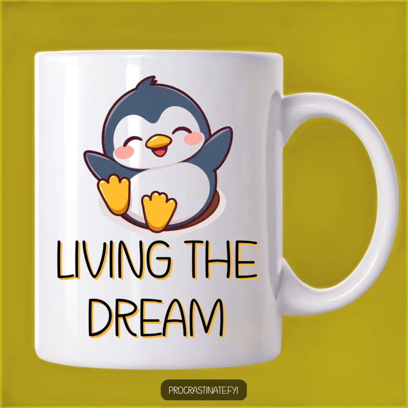 Funny Penguin Snow Hill Mug: Joyful Penguin Sliding, Hilarious Winter Fun, Perfect Funny Gift