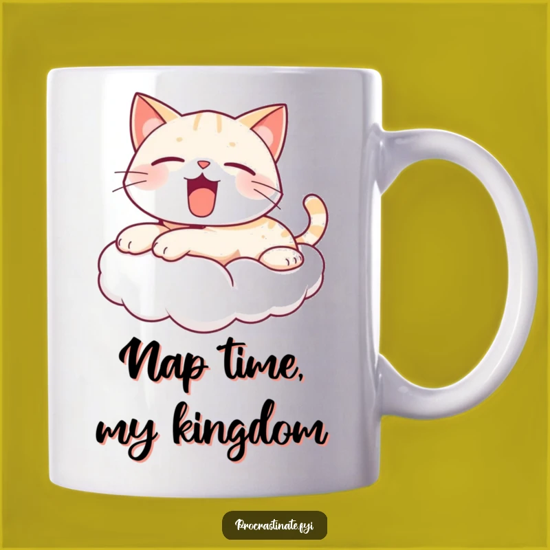 Funny Yawning Cat Cloud Mug: Adorable Cartoon Nap Time Gift
