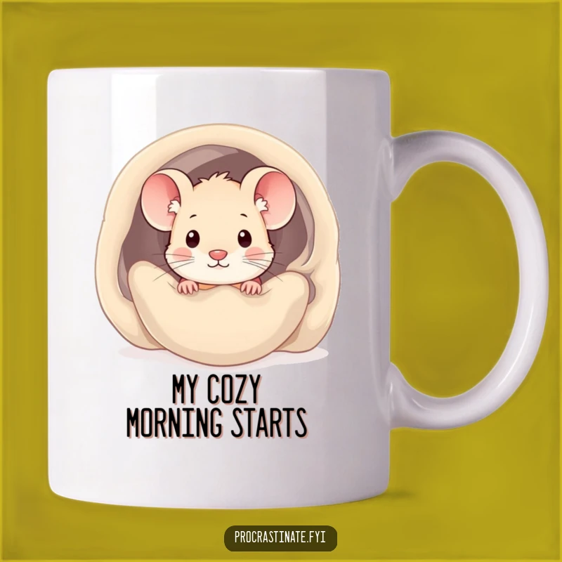 Funny Kawaii Mouse Mug: Cozy Blanket Peek, Perfect Cute & Funny Gift