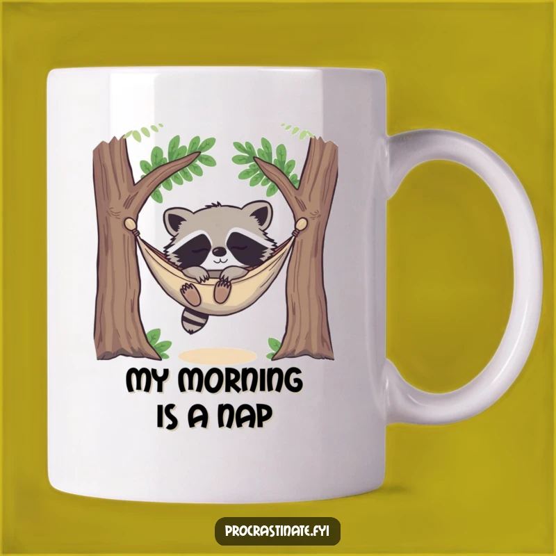Funny Raccoon Nap Mug: Happy Hammock Sleeper, Perfect Relaxing Gift