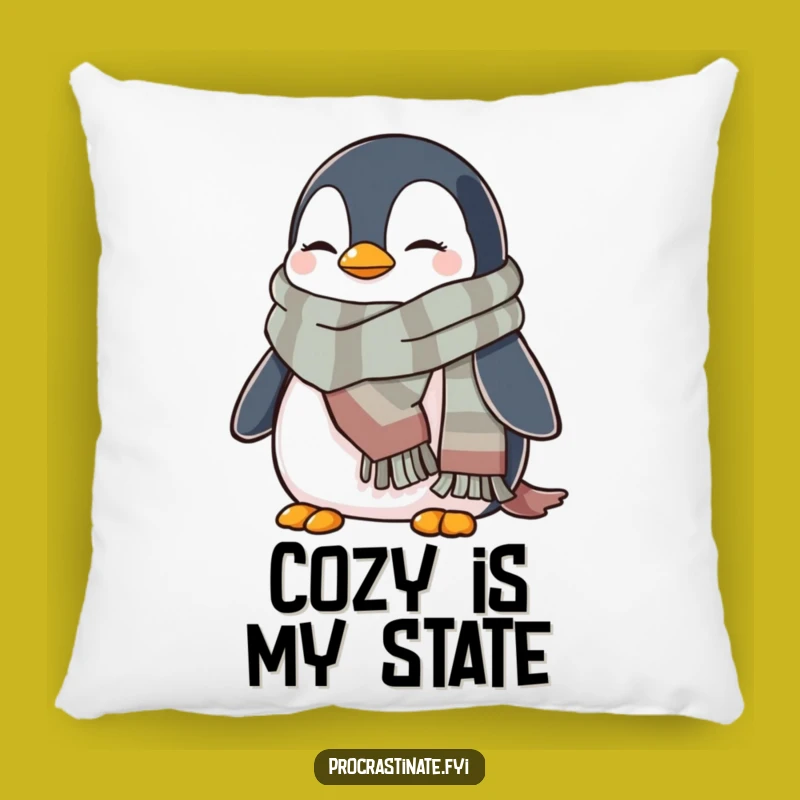 Funny Penguin Cozy Pillow: Relaxed & Hilarious Winter Accent Decor