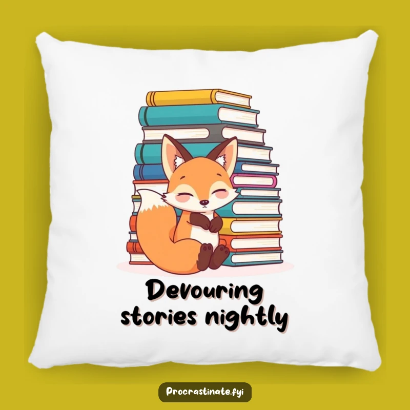 Funny Fox Bookworm Pillow: Relaxed Reader Gift, Perfect for Avid Book Lovers