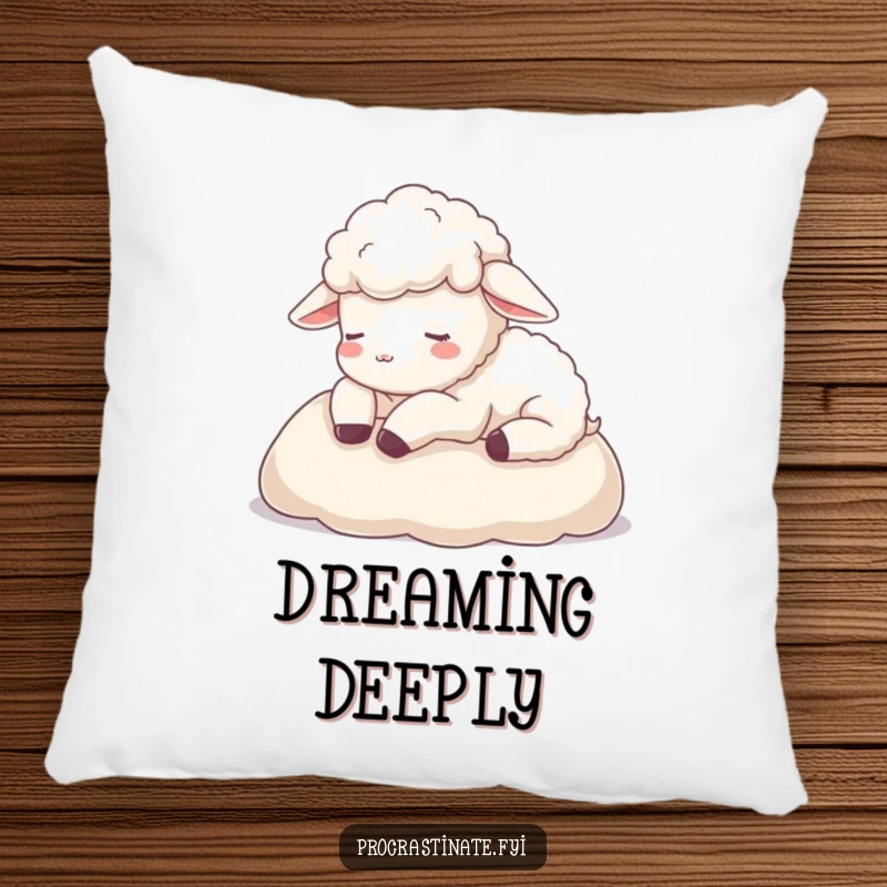 Funny sheep pillow featuring a relaxed sheep resting its head on a soft blanket, providing comfort and a touch of pastoral humor.