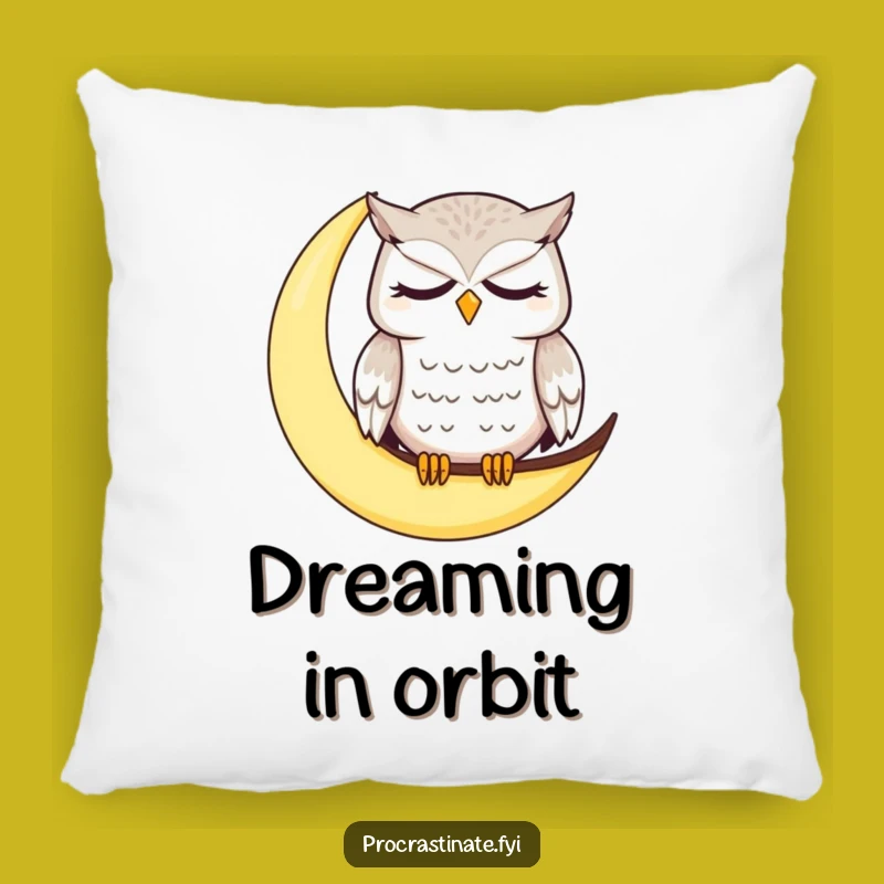 Funny Dazed Owl Moon Pillow: Cozy Sleepy Character Decor for Humorous Comfort