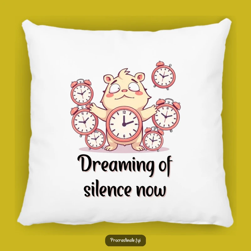 Funny Juggling Clocks Pillow: Chaotic Creature Comfort, Hilarious Stress Relief Gift