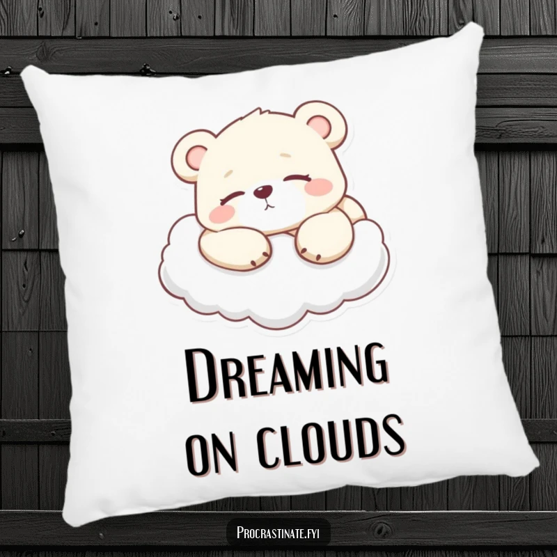 Funny Lazy Bear Cub Pillow, a cub relaxing on a cloud, soft and humorous accent for ultimate relaxation zones.
