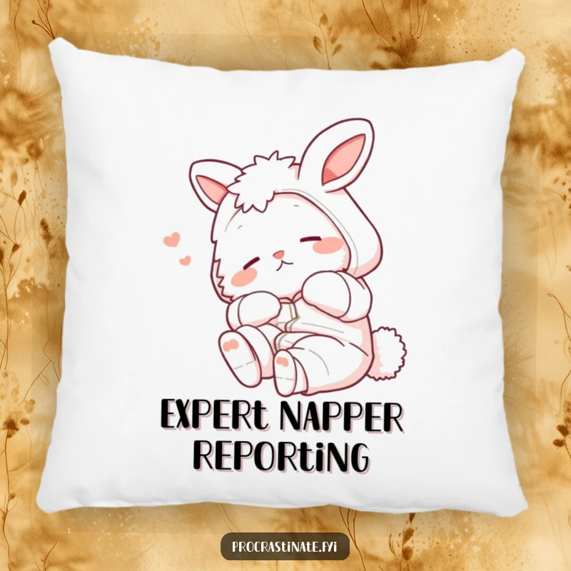 Funny bunny in pajamas stretching lazily, showcasing ultimate relaxation on a soft and comfy decorative pillow.