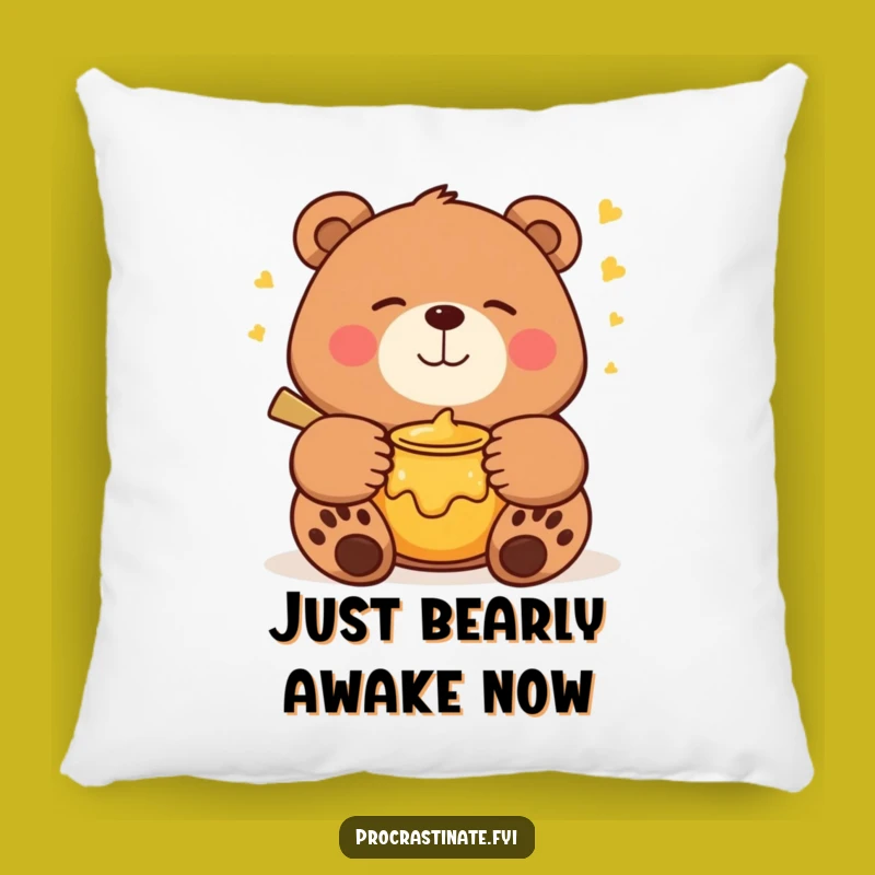 Funny Bear Pillow: Cozy Honey Dreams Accent for a Comfy Funny Gift
