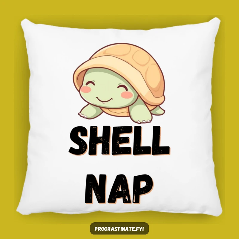 Funny Mellow Turtle Smile Pillow, Cozy Slow Reptile Comfort Gift