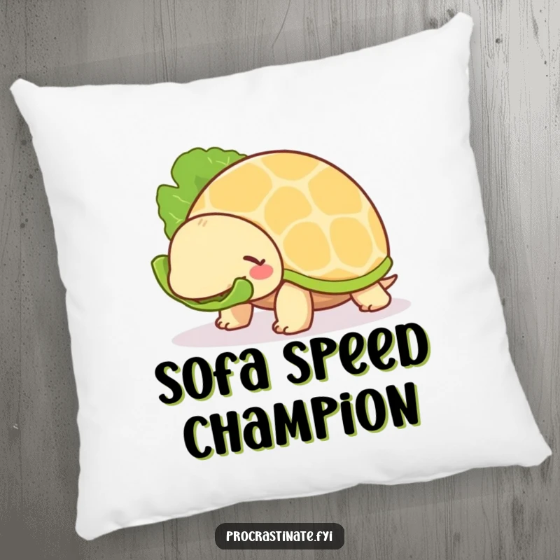 Funny Turtle Pillow: A chill turtle slowly munches lettuce, bringing comfortable humor and a relaxed vibe to any space.