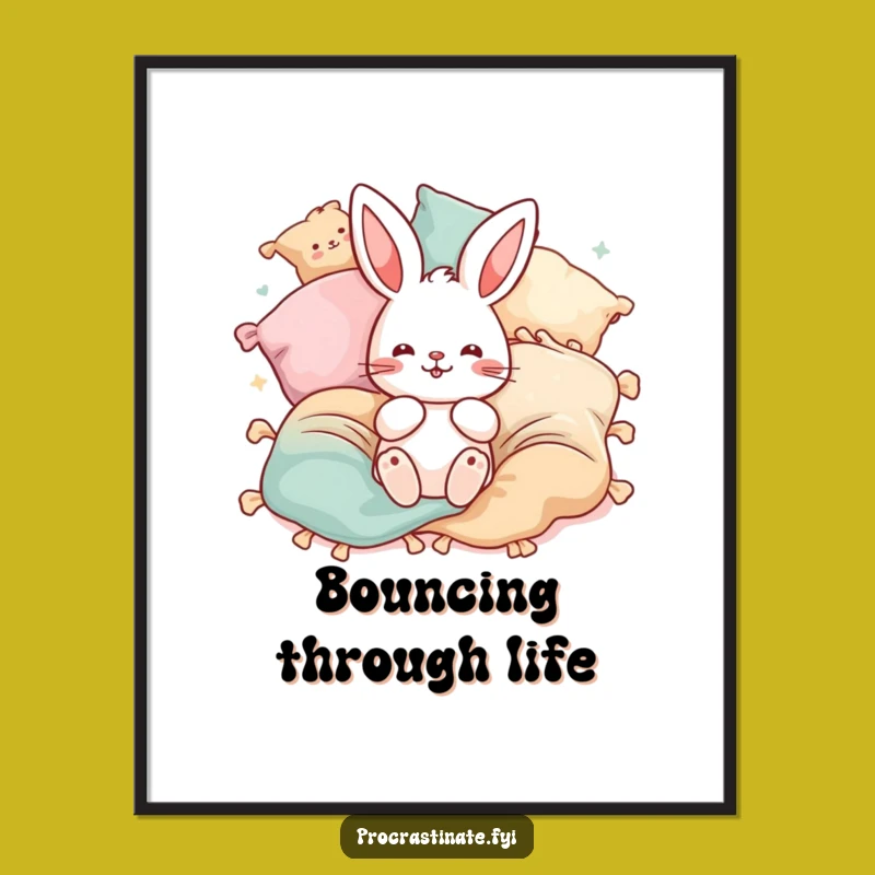 Funny Bunny Pillow Digital Art: Instant Playful Download!