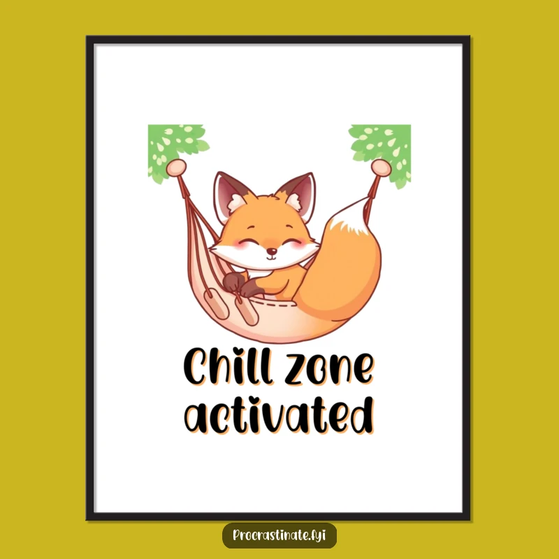 Funny Fox Hammock Digital Print: Instant Relaxed Decor