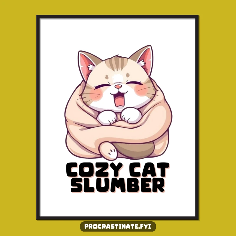 Funny Sleepy Cat Yawning Print - Cozy Wall Art for Instant Relaxation!