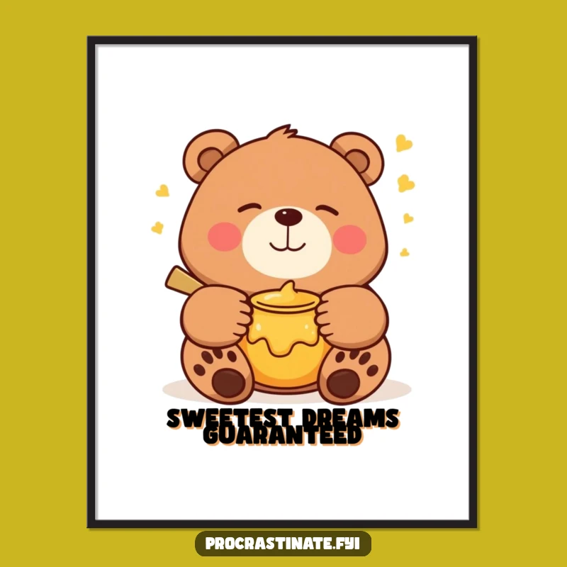 Funny Bear Digital Art: Sweet Honey Dreams Wall Decor a Unique Funny Gift