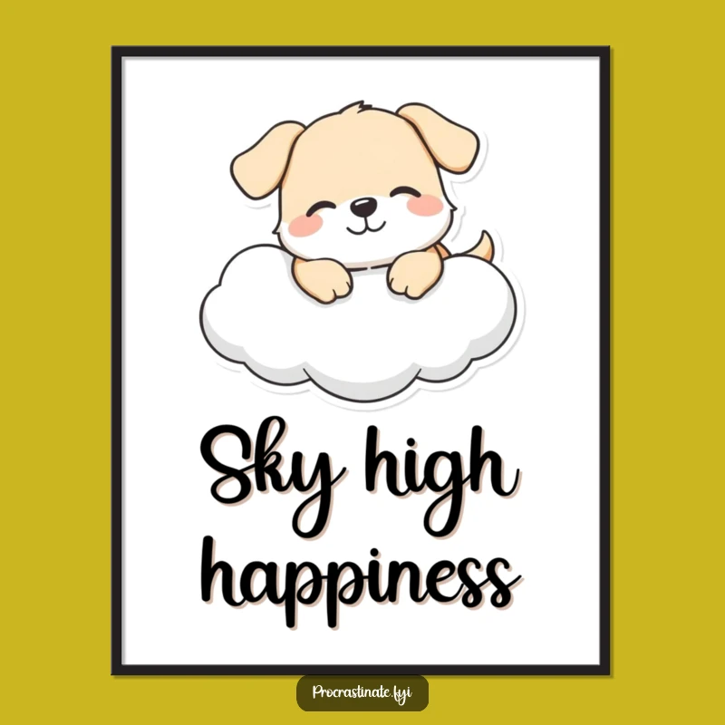 Funny Dog Cloud Digital Print: Happy Canine Art, Instant Gift