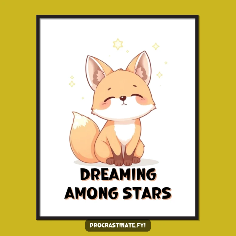 Funny Fox Night Sky Digital Art: Hilarious Whimsical Wall Decor