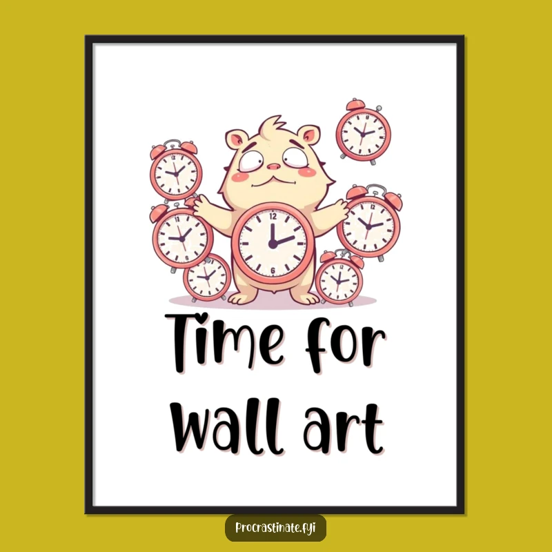 Funny Juggling Clocks Digital Art: Chaotic Creature, Instant Hilarious Decor