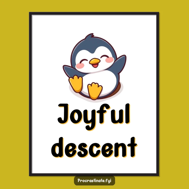 Funny Penguin Snow Digital Art: Joyful Penguin Art, Instant Hilarious Decor, Perfect Funny Gift