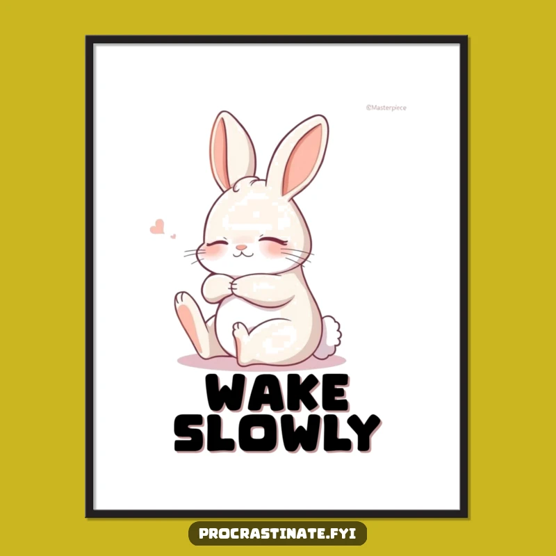 Funny Sleepy Bunny Stretch Digital Art, Relaxed Hare Wall Decor Gift