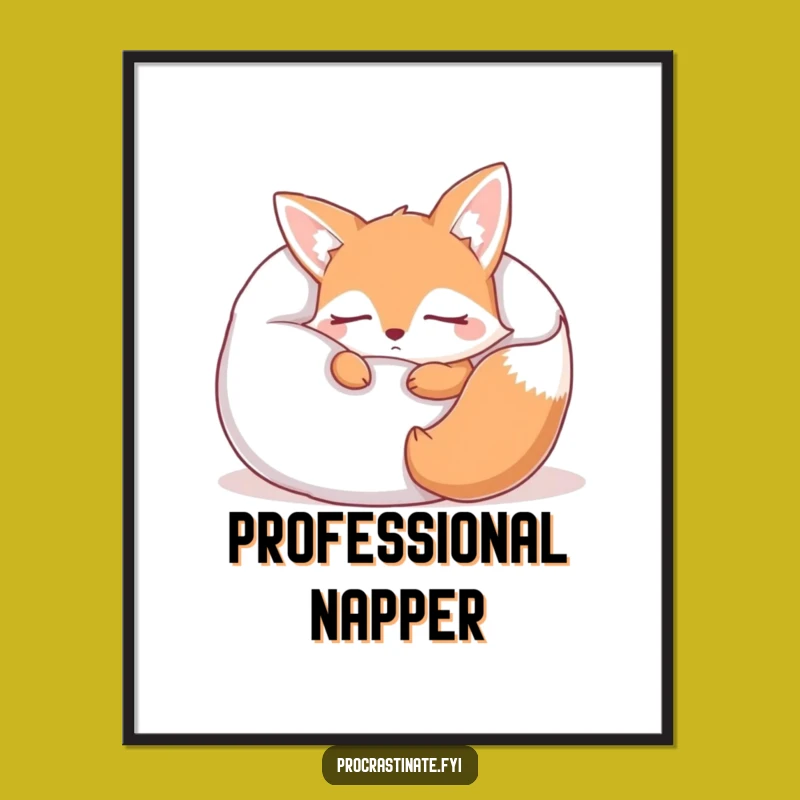 Funny Sleepy Fox Pillow Digital Art: Instant Cozy Download for Your Walls!