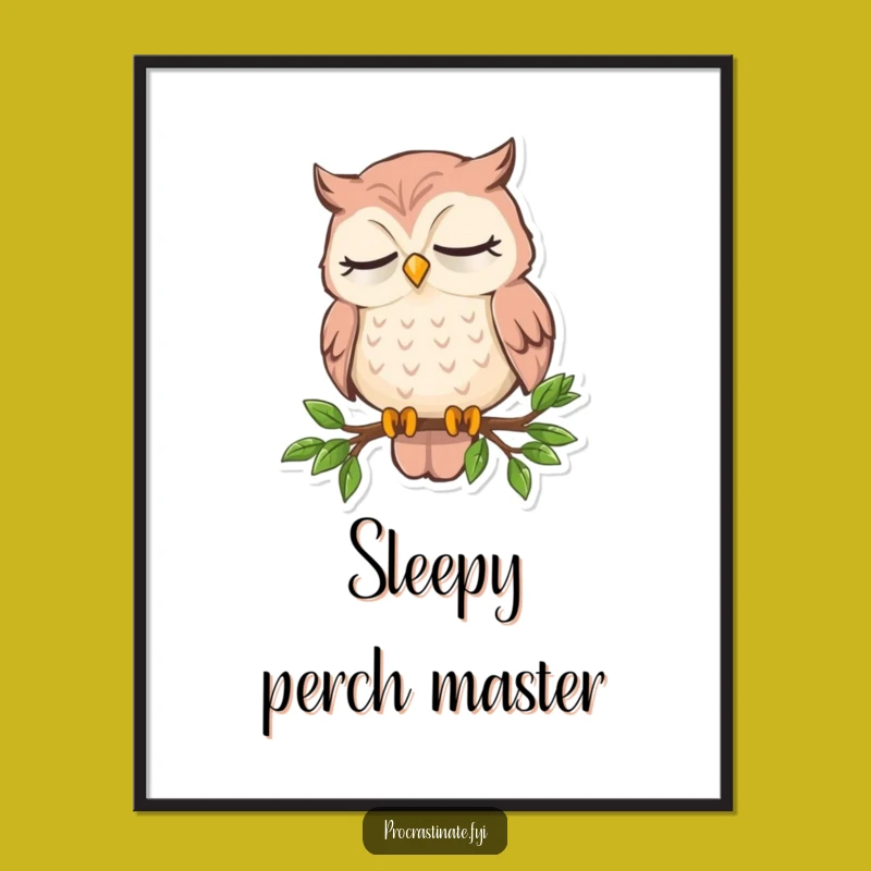 Funny Sleepy Owl Digital Art: Hilarious Decor for the Peacefully Tired
