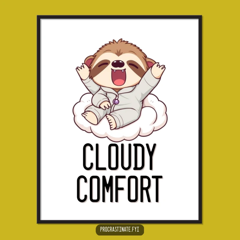 Funny Sloth Pajama Digital Art: Lazy Decor for Cozy Spaces