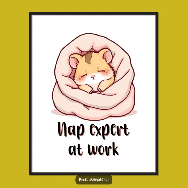 Funny Kawaii Hamster Sleepy Digital Print - Cute Art Gift for Walls