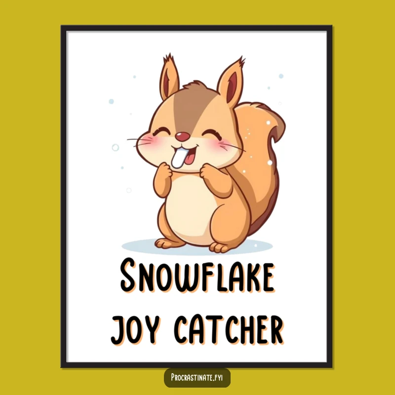 Funny Squirrel Snowflakes Digital Art - Joyful Winter Printable - Instant Funny Gift