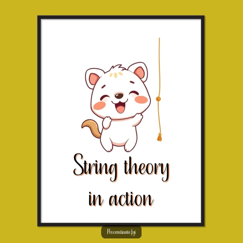 Funny Playful Animal String Art Print: Cheerful Batting Decor, Gift!