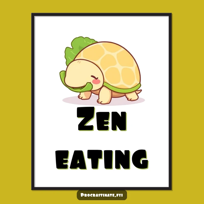 Funny Turtle Lettuce Digital Print: Instant Download for Unhurried Decor