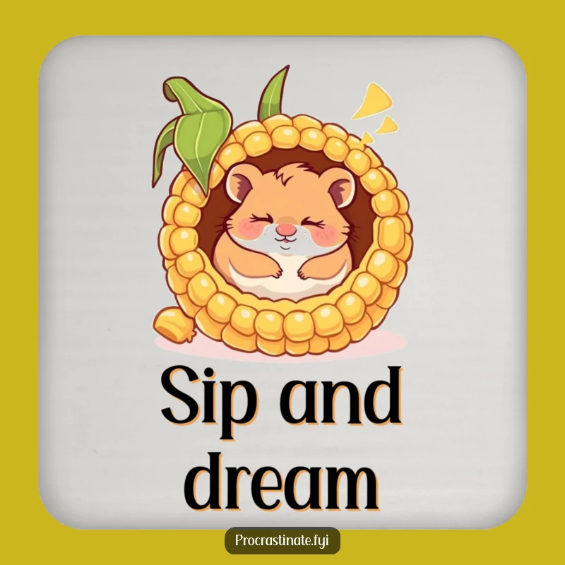 Funny Happy Hamster Coasters: Protect Surfaces with Cute Dreamy Flair