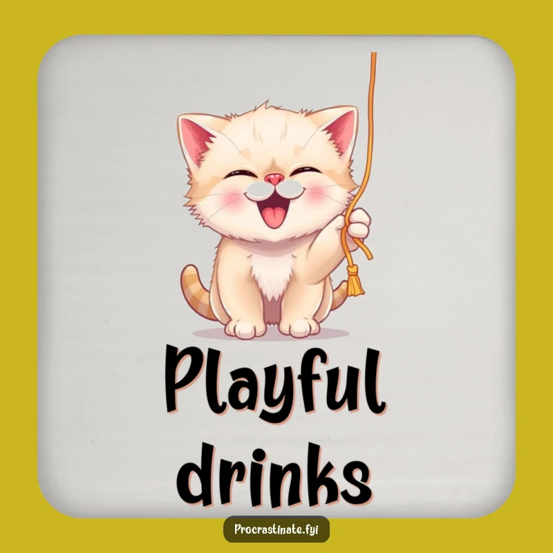 Funny Kitten Yarn Play Coaster: Protect Drinks Funny