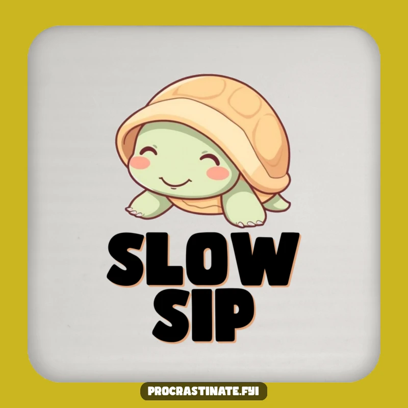 Funny Mellow Turtle Smile Coaster, Slow Reptile Drink Base Gift