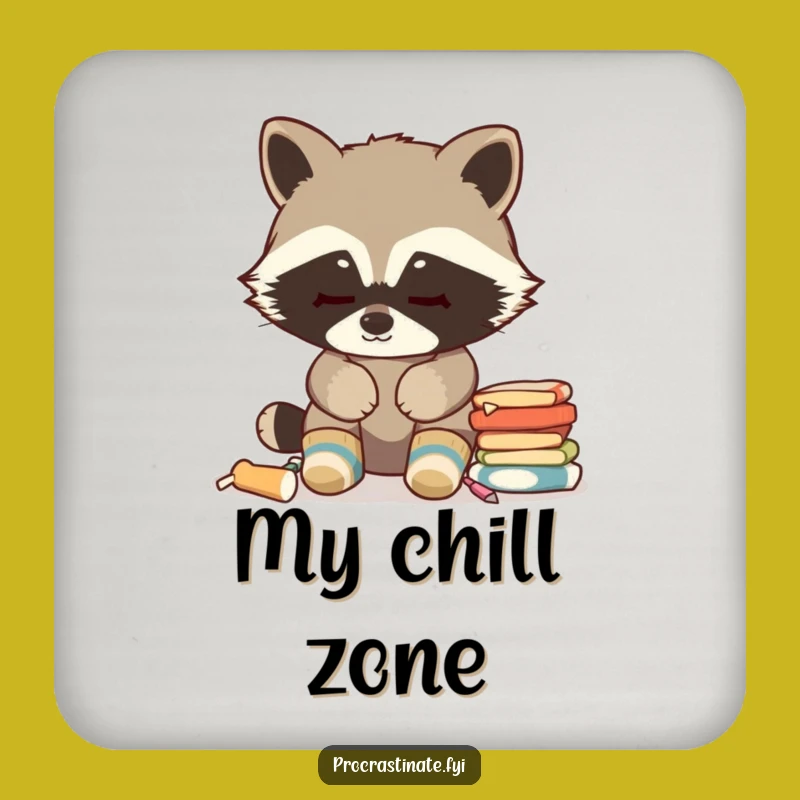 Funny Raccoon Coaster Set - Cozy Socks & Chore Avoidance - Quirky Funny Gift