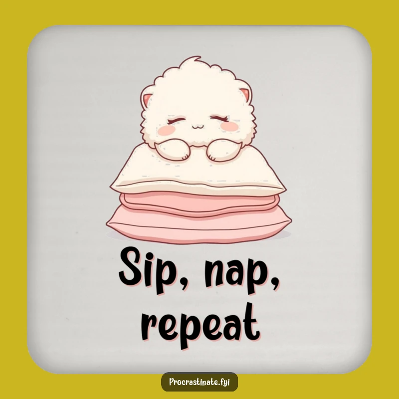 Funny Sleepy Creature Coaster Set: Cozy Slumped Character Protection, Hilarious Comfort Gift