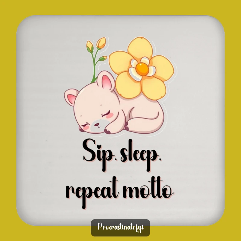 Funny Lazy Flower Coaster: Animal Nap Protection, Perfect Gift!