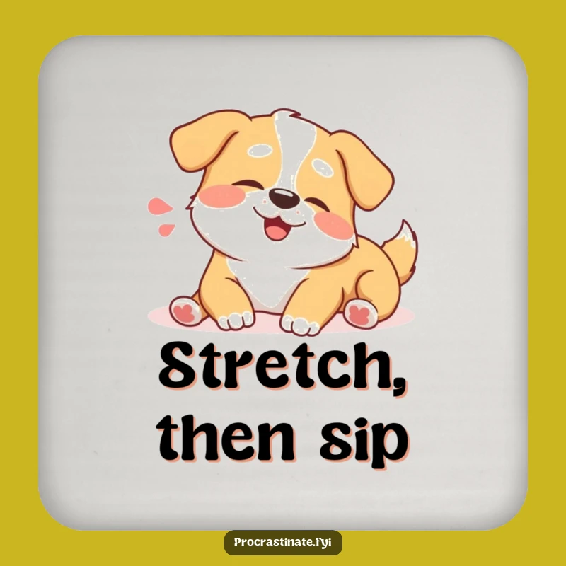 Funny Happy Dog Stretch Coaster Set: Protect Surfaces with Canine Charm!