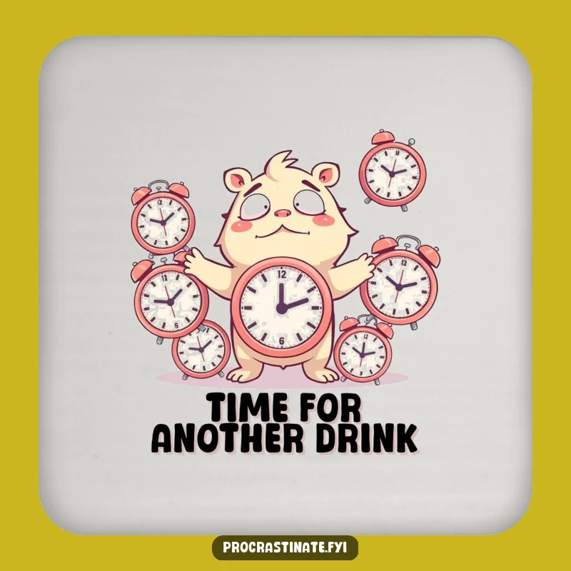 Funny Juggling Clocks Coaster Set: Chaotic Creature Protection, Hilarious Drink Gift