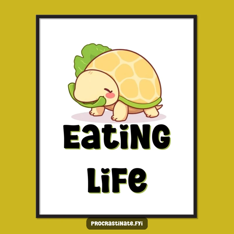 Funny Turtle Lettuce Poster: Decorate with This Unhurried Animal Art