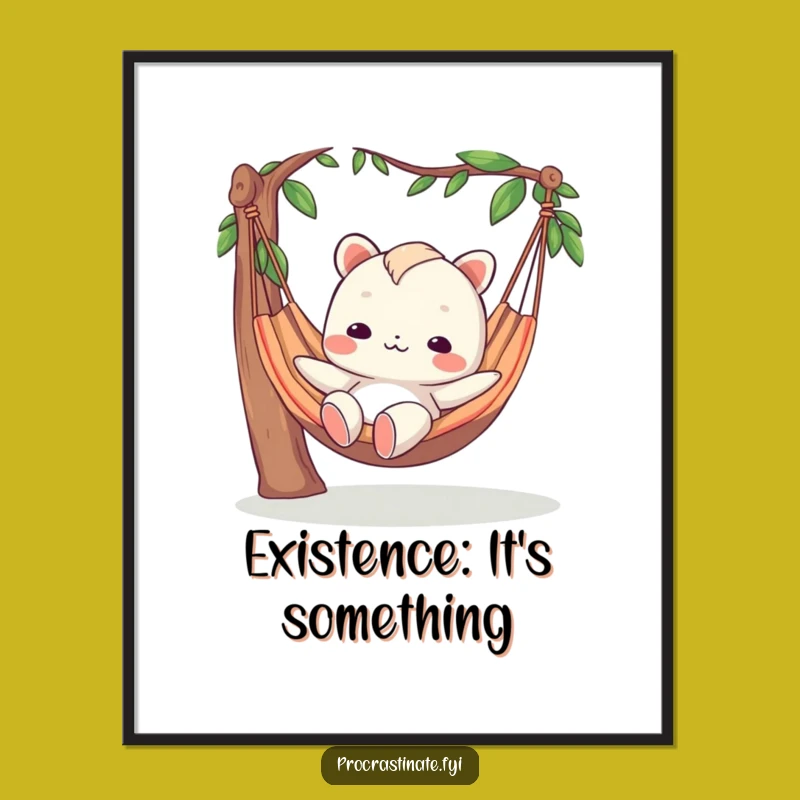 Funny Blank-Face Hammock Poster: Relaxed Art & Blissful Design, Whimsical Decor & Hilarious Gift