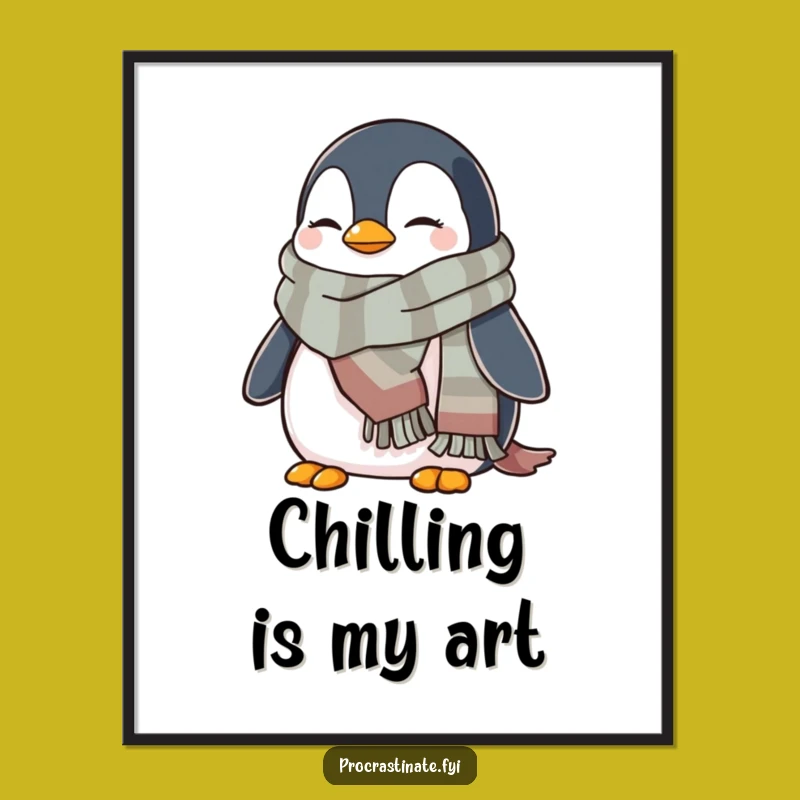 Funny Penguin Scarf Poster: Cozy & Hilarious Winter Wall Art