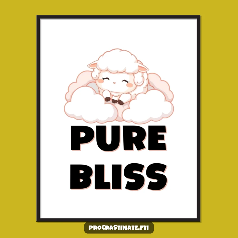 Funny Sheep Cloud Poster: Bring Peaceful Vibes Home with This Sleepy Art